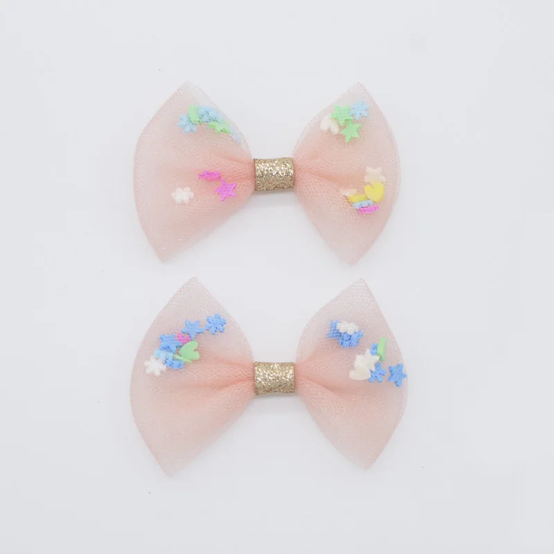 Korean Pink 8 шт. бутиковое наполнение, глина, бант, Аппликации, сетка и шифон, нашивки для самостоятельного изготовления головных уборов, галстук-бабочка, заколки для волос, аксессуары для декора H03 - Цвет: Korean Pink