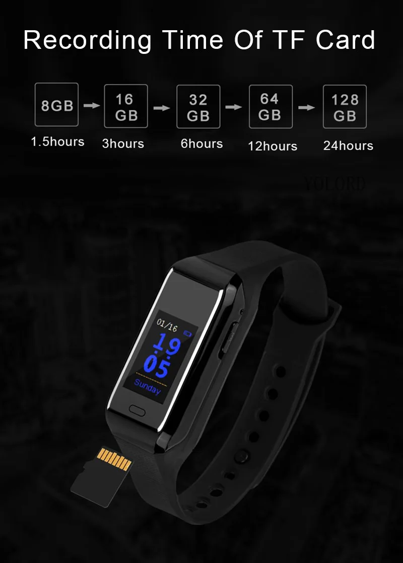 HD 1080P камера Диктофон Видео Аудио Звук Спорт трекер часы SmartBand браслет умный браслет