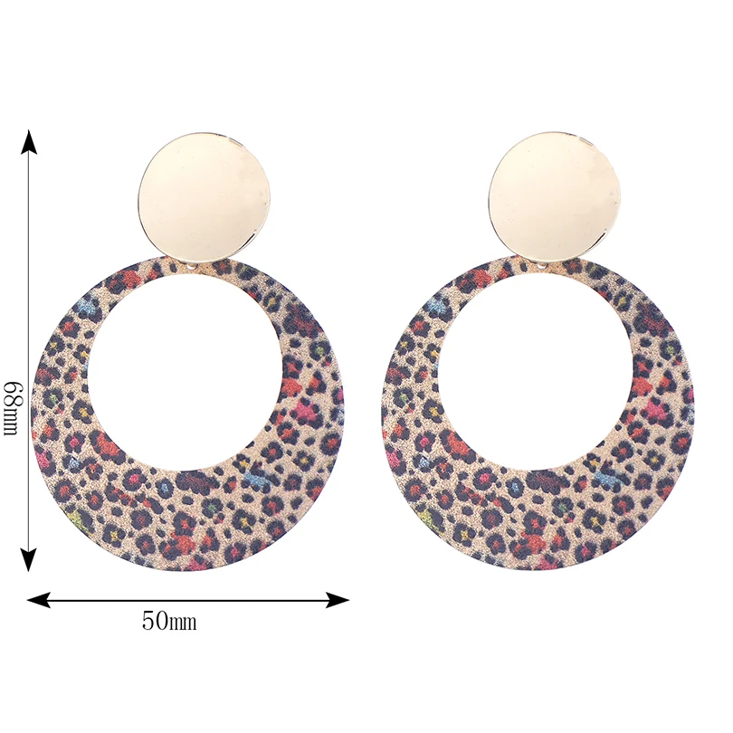 Панк ювелирные изделия шикарный Леопардовый сплав Круглые Висячие серьги для