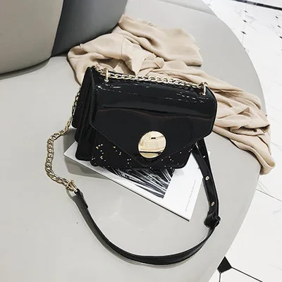 2018 новый прилив из лакированной кожи блесток сумка корейский цепи Wild вестник