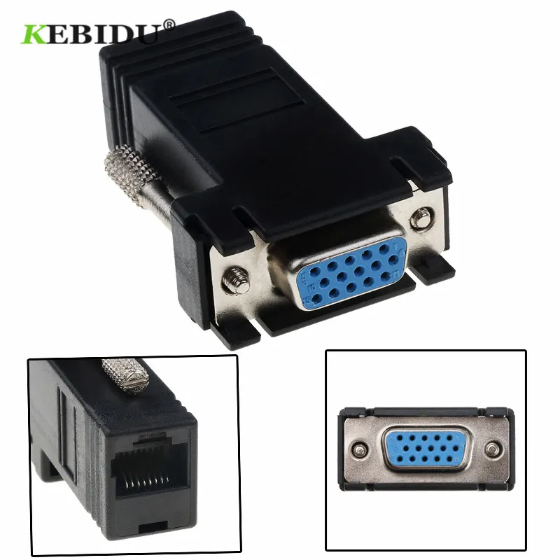 Kebidu штекер к локальной сети CAT5 CAT6 RJ45 сетевой Ethernet Кабель Женский адаптер К VGA