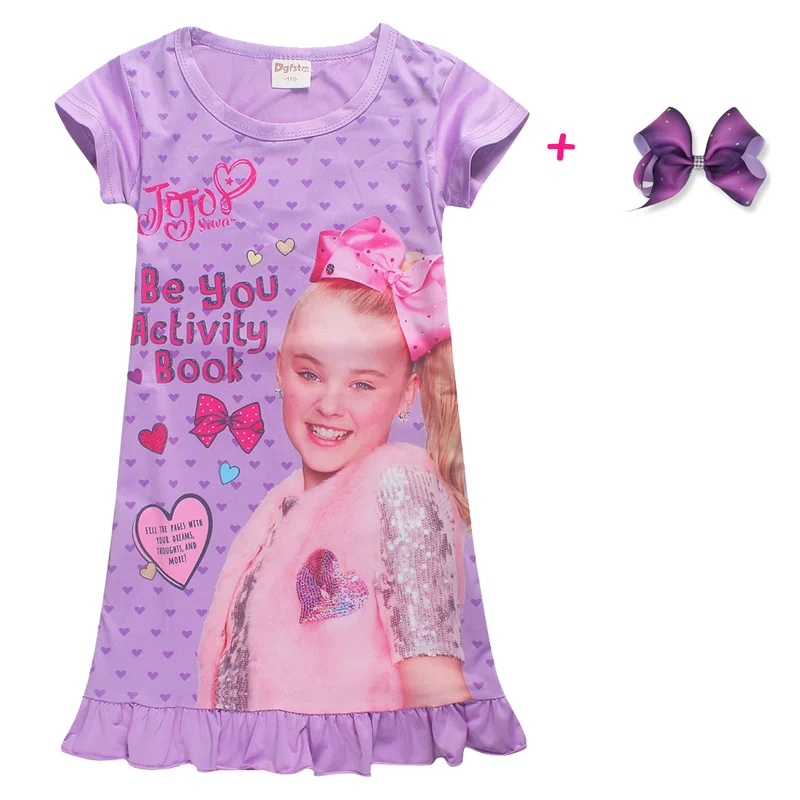 Платье для девочки Новинка модное платье принцессы Jojo Siwa + Бант ночная рубашка