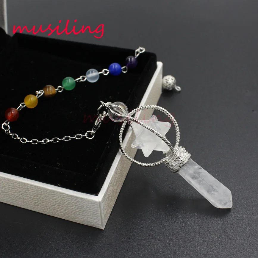Merkaba Dowsing рейки маятник чакра бусины цепочка кулон натуральный камень