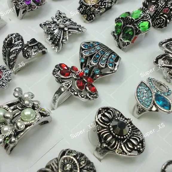 

60pcs New Wholesale Jewelry Lots ring retro alloy mixed style Antique Silver Plated Rings fashion gift free shipping BL426