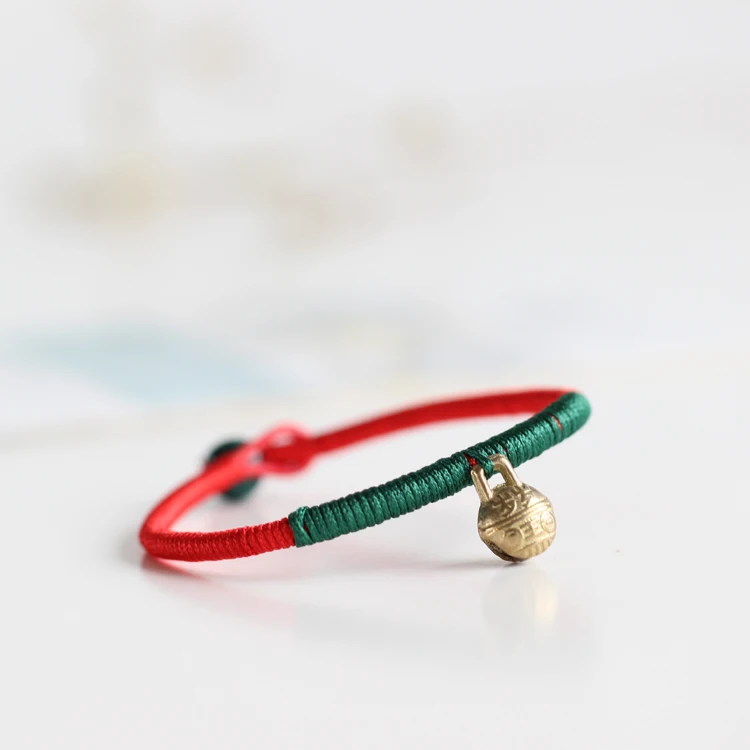 Браслет с колокольчиком Женский ювелирное изделие ручного изготовления красной