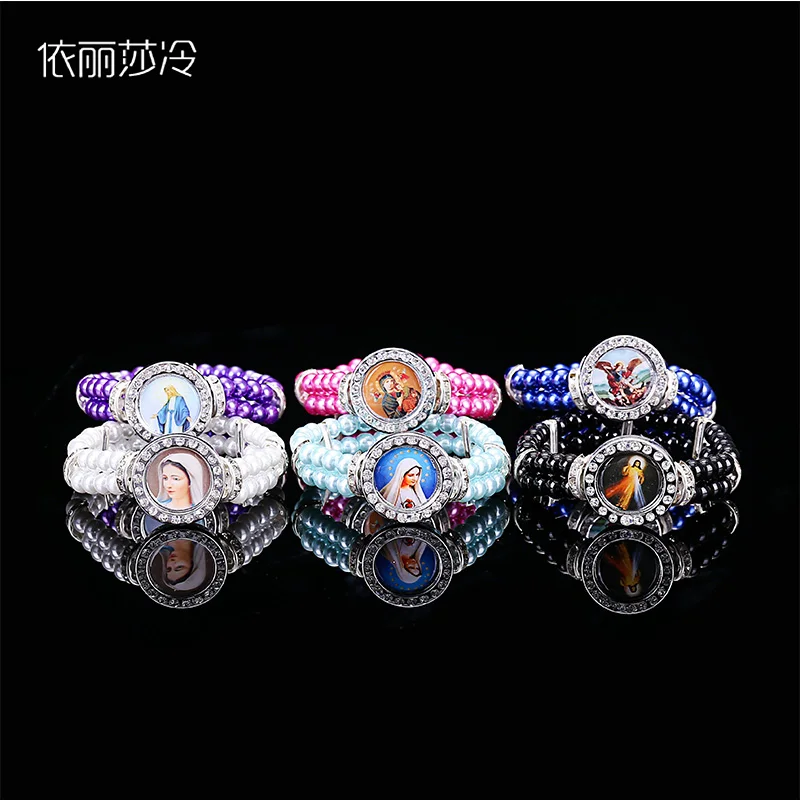 Хрустальный Розария жемчужный браслет с жемчугом Случайный значок|Браслеты| |