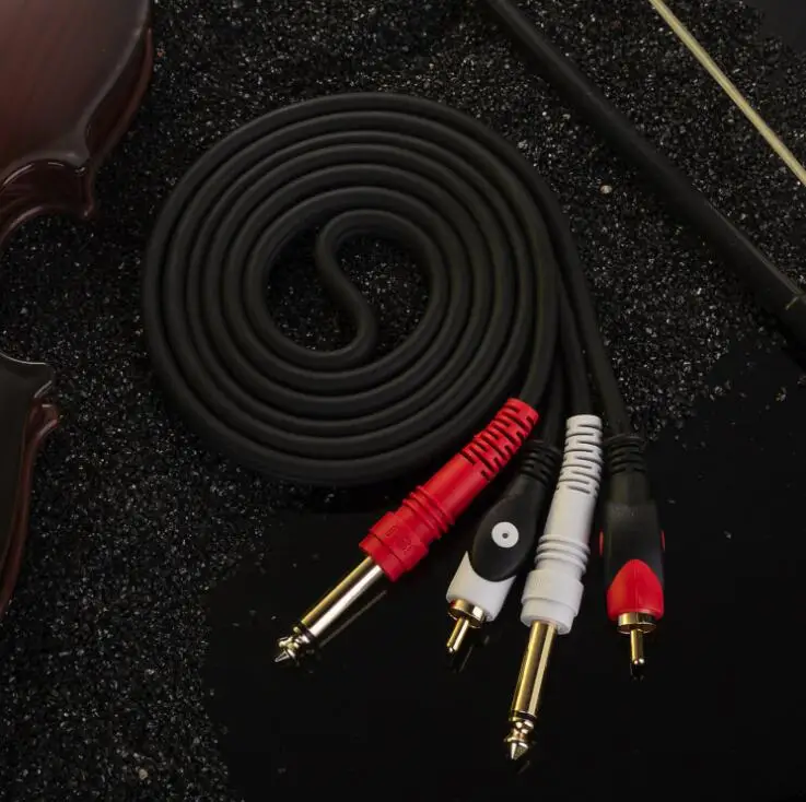 Новый Двойной RCA на двойной 6 35 кабель Папа папа Аудио аудио линия провод 1 м 5 2 3 JSJ