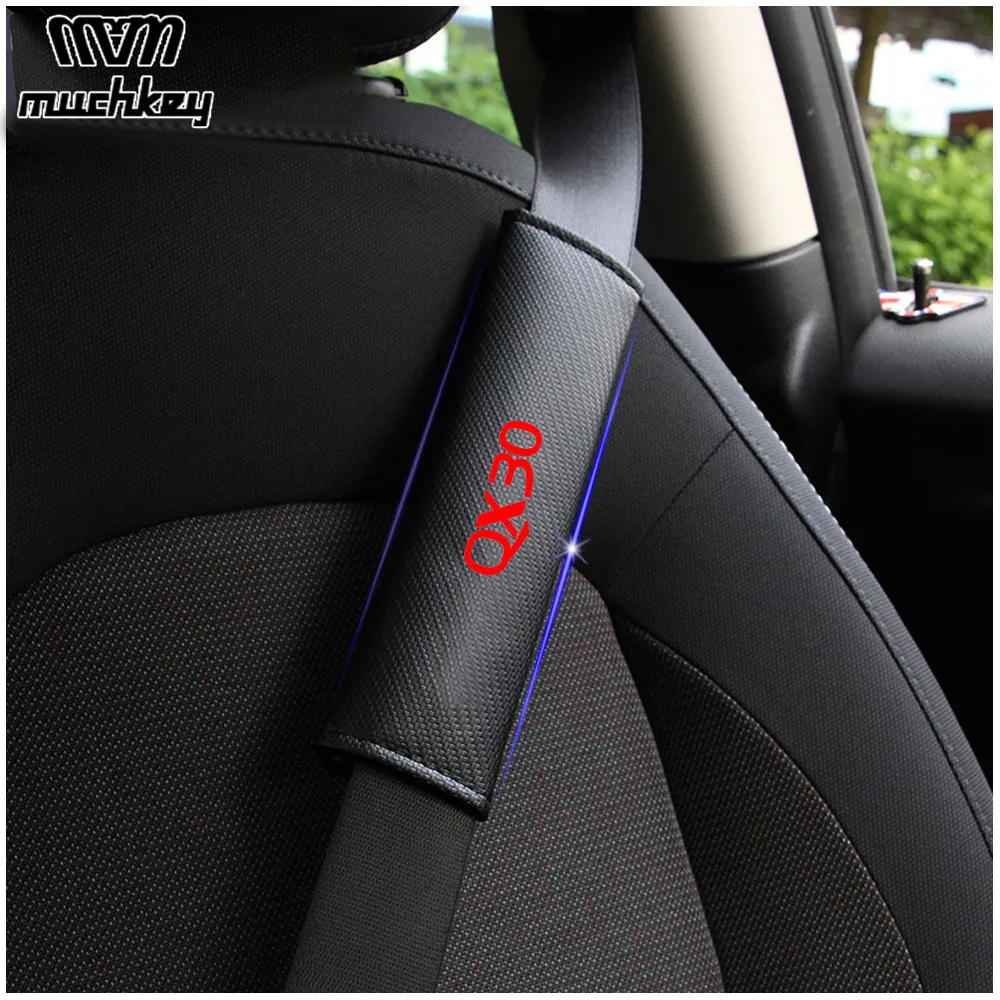 

For Infiniti QX30 Car Seat Belt Shoulder Strap Protect Pads Cover No Slip No Rubbing Soft Comfort 2Pcs Red White Blue