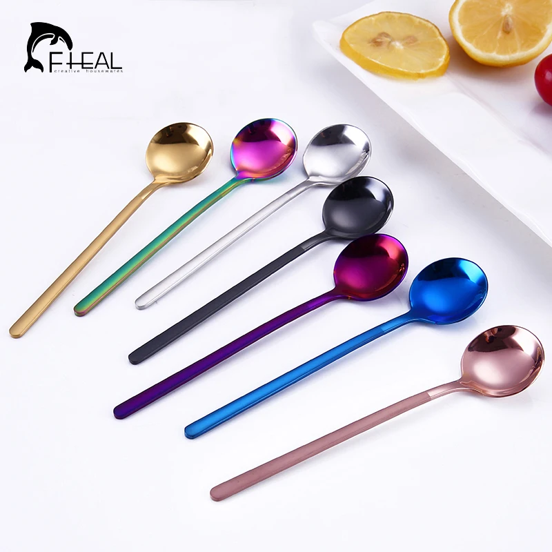 FHEAL 1 шт. с длинной ручкой из нержавеющей стали кофейная ложка ложки для