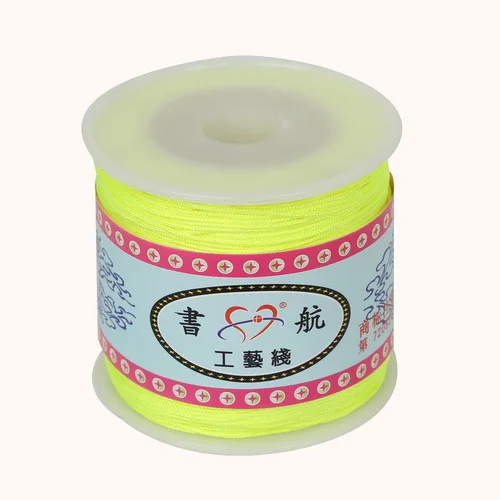 Fluorescent Yellow Смешанный из нейлона атласа китайский узловой шнур шелковистый шнур макраме для DIY инструмент для рукоделия ручной прошивки резьбы 0,8 мм 100 ярдов/рулон - Цвет: Fluorescent Yellow