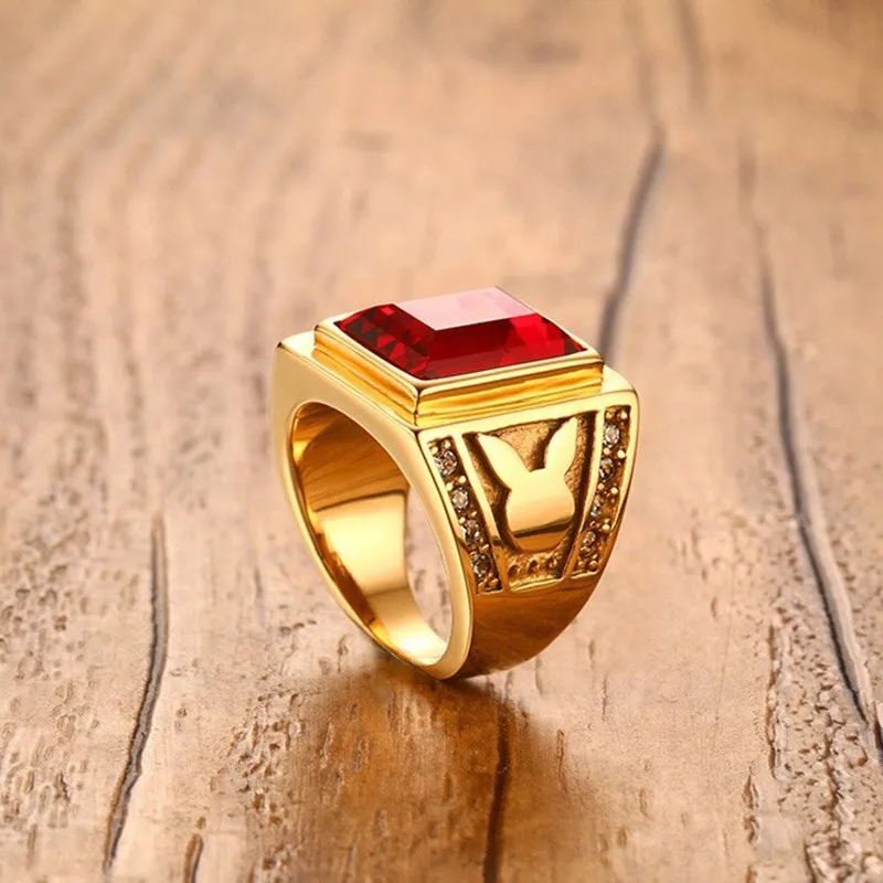 Зоран коралловый Для Мужчин's Обручение кольцо красный камень cz