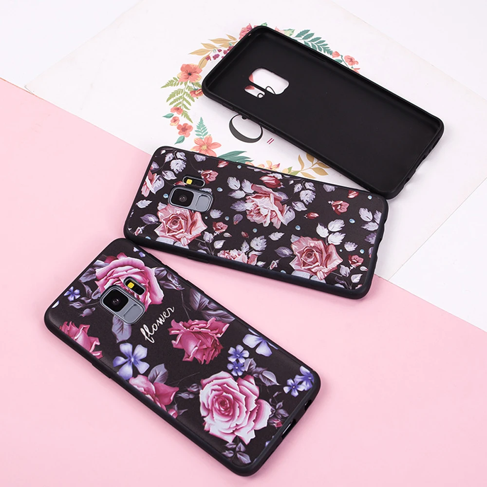 OTAO Painted Flower Phone Case For Samsung Galaxy S8 S9 Plus S7 Edge Note 8 A3 A5 A7 2016 Prime J2 J3 J5 J7 2017 Soft TPU Shell |