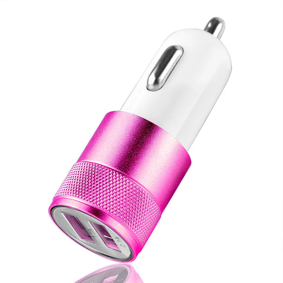 USB Автомобильное зарядное устройство 12 В USB Универсальное автомобильное зарядное устройство адаптер алюминиевый двухпортовый USB адаптер для samsung huawei для iPhone 5S 5 6S
