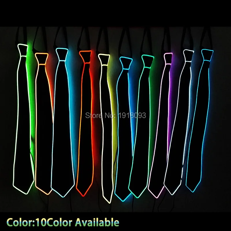 

High quality 10 Color Available Luminous EL Necktie LED Strip tie Neon Tie Light up By Battery Men's Wedding Gift