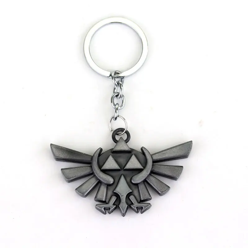 Черный Легенда о Зельде брелок Triforce Shield Sword Z треугольник дыхание диких брелок для ключей в форме совы для женщин мужчин чокер брелок - Цвет: Черный