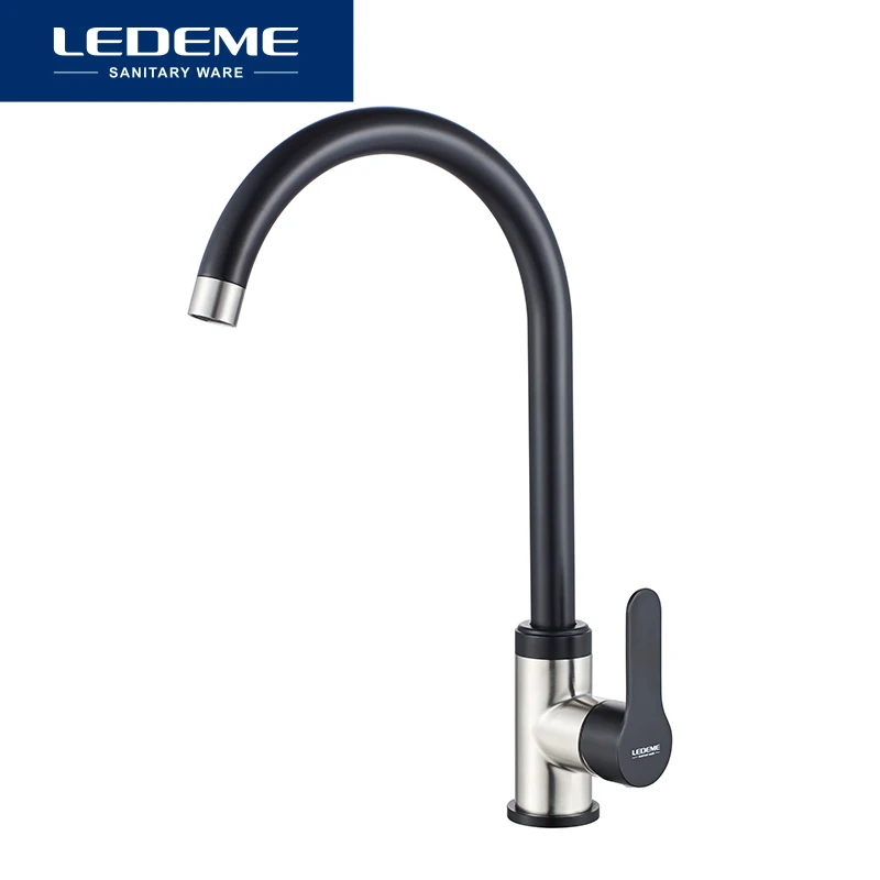 LEDEME кухонный кран из нержавеющей стали черная краска-спрей с одной ручкой для