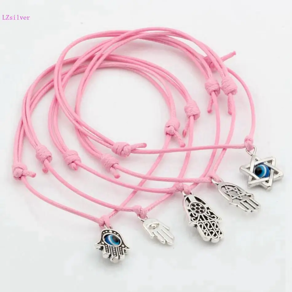 5 шт смешанные цвета Каббала Хамса рука Звезда Подвески со звездой Давида розовый