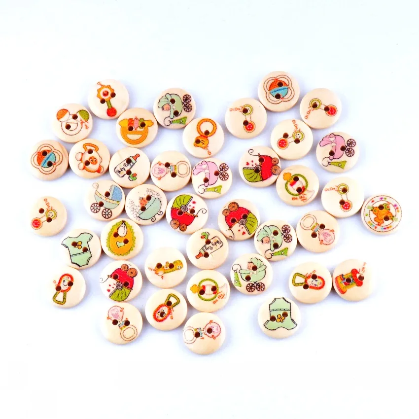 Розничная продажа 10 шт. деревянные пуговицы с 2 отверстиями диаметр 15 мм Швейные