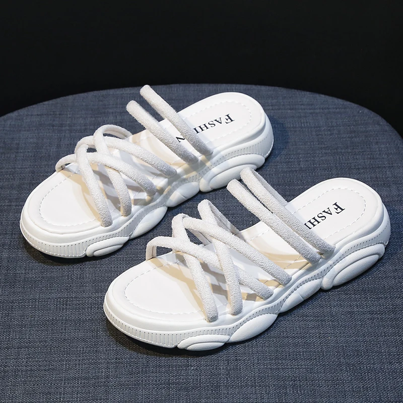 2019 новые милые модные женские шлепанцы из искусственной кожи на плоской подошве