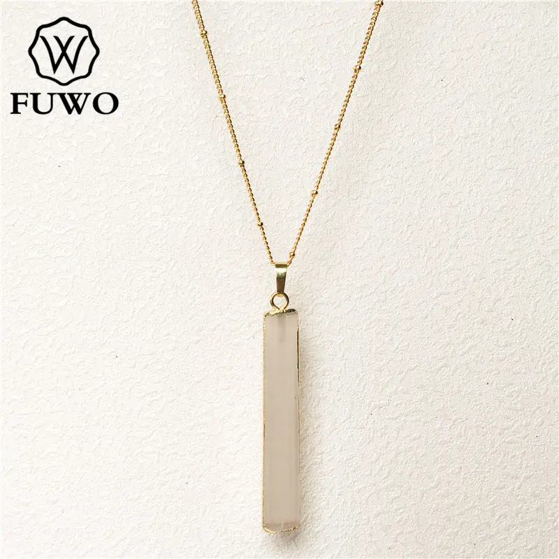 FUWO натуральные ожерелья из селенита с золотым обрезанным краем