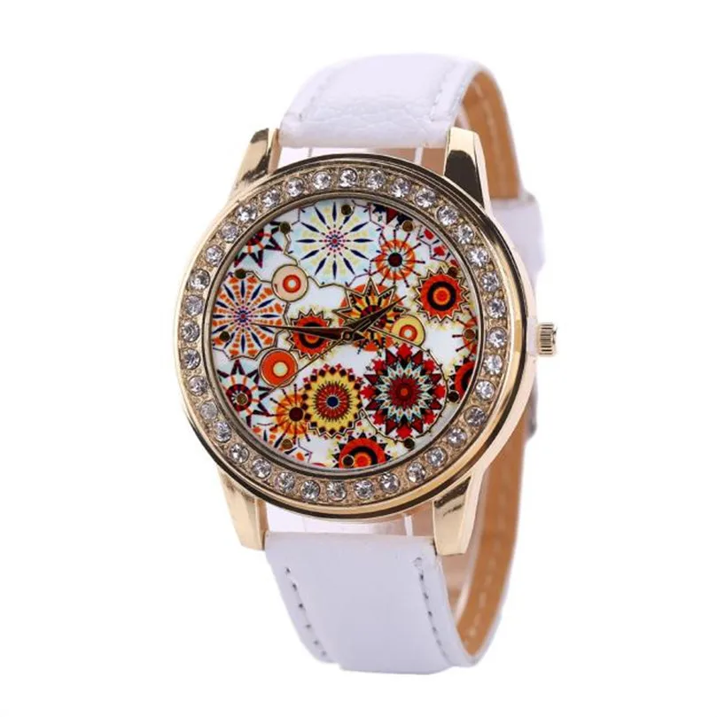 Модные женские часы с подсолнухом кожа нержавеющая сталь Кварцевые аналоговые