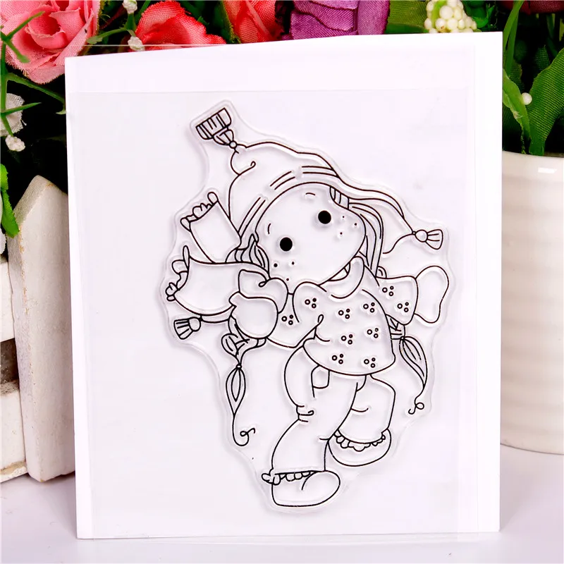 Cupid Girl Pattern Stamp Scrapbooking New Alphabet Stamp Embossing Craft Silicone Transparent StampstamponsLace
