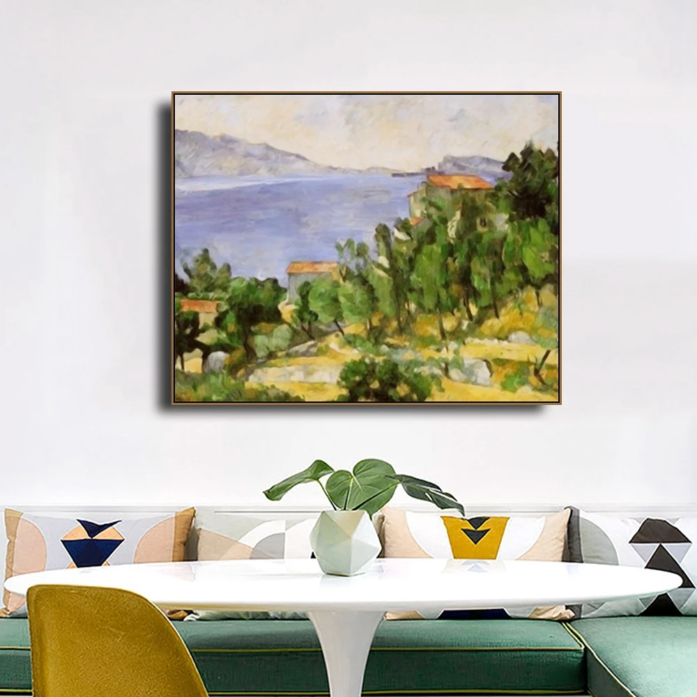

The Bay of L'Estaque by Cezanne Famous Canvas Painting Calligraphy Posters and Prints For Home Living Room Wall Art Decoration