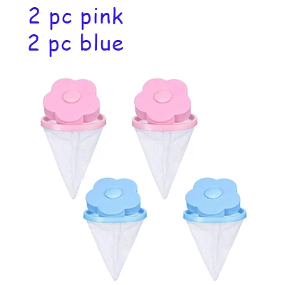 2 Pink 2 Blue Волшебная машина для ловли шерсти питомца, плавающая в виде цветка, сумка-сетка для шерсти питомца, ловушка для волос для стиральной машины - Цвет: 2 Pink 2 Blue