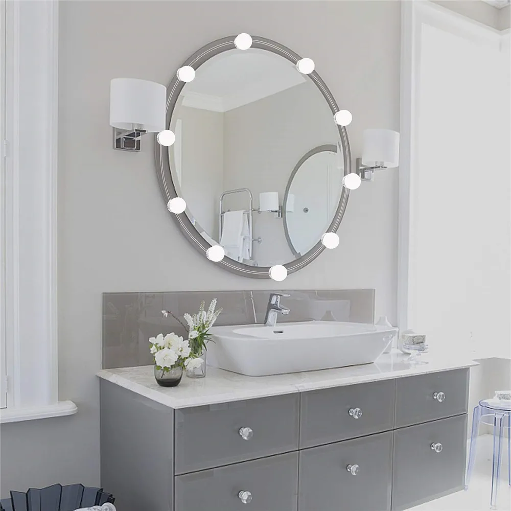 Светодиодный лампа для зеркало для макияжа комплект Голливуд Стиль USB Vanity освещение ночного света использовать для использования внутри помещений