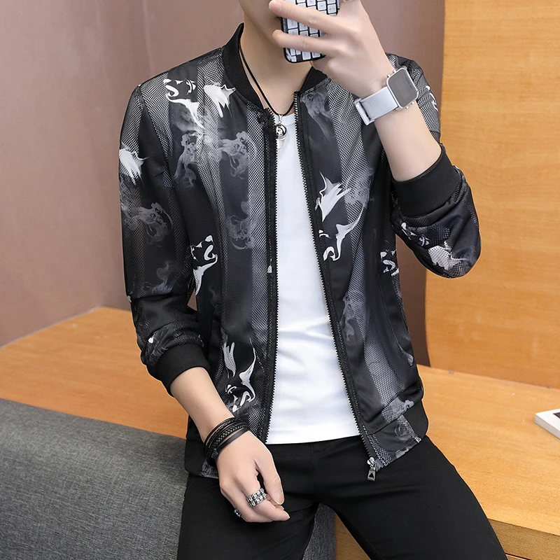 Корейские летние одежда для защиты от солнца Slim Fit Куртка пилот женщины печати