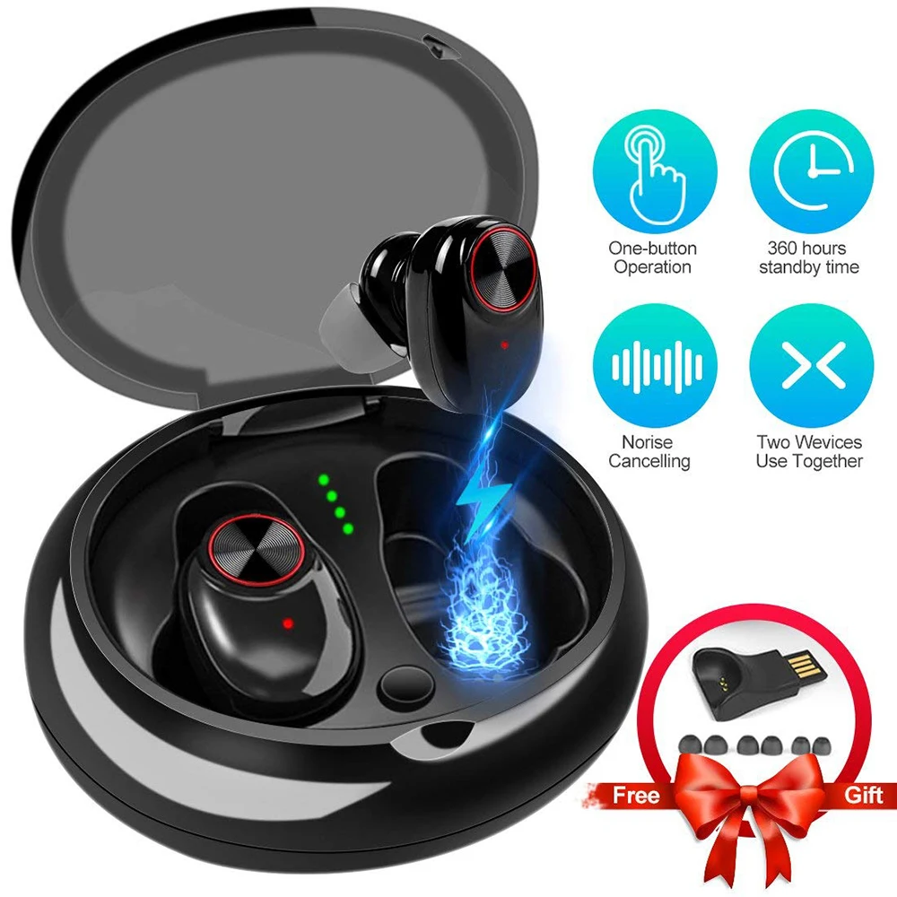 1 шт. V5 двойные наушники Bluetooth 5 0/4 2 Черный Белый беспроводной наушник с громкой
