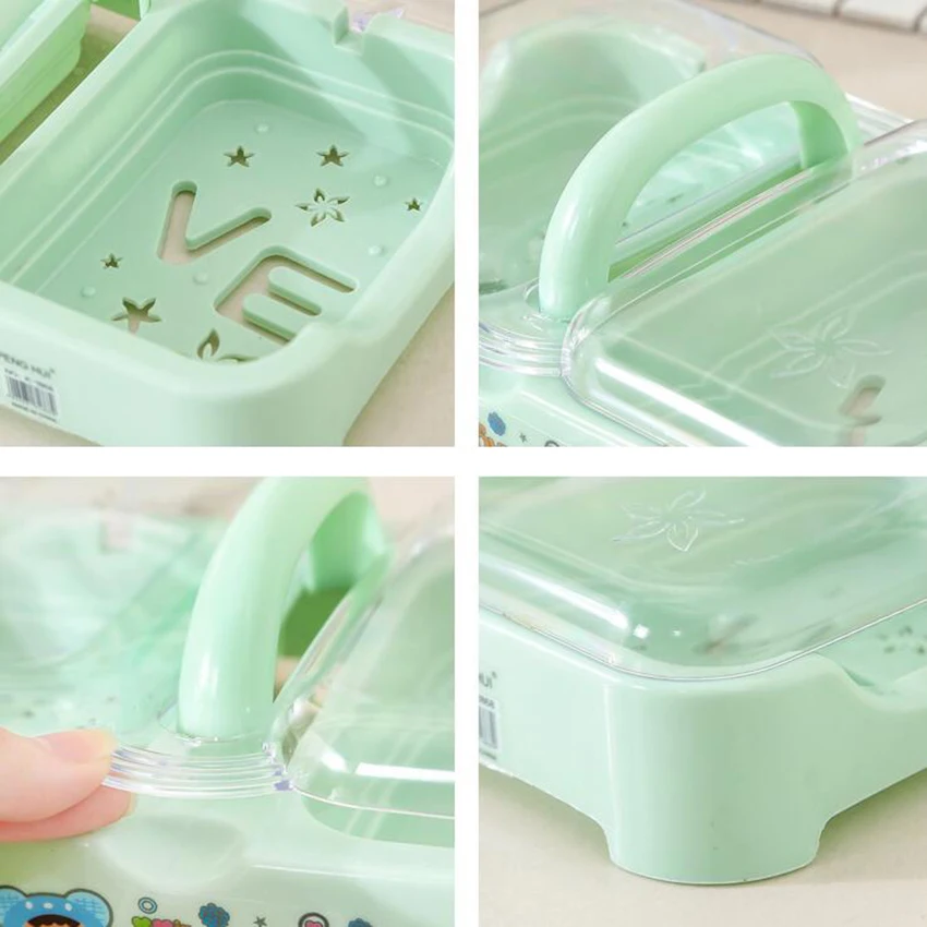 1 шт. пластиковая мыльница с крышкой Двойная ячейка коробка для хранения ручка контейнер Водонепроницаемый держатель аксессуары для ванной комнаты Органайзер