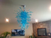 free shipping 110220v ac led sky blue glass art chandeliers light