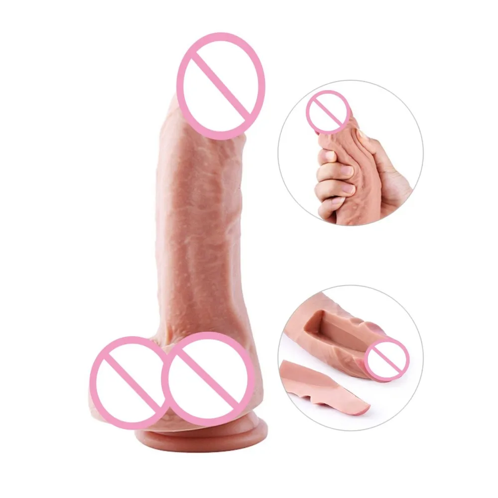 HISMITH 8.5 inches silicone dildo Preminum sex machine Attachments Double Layered Non-toxic soft Bendable anal |