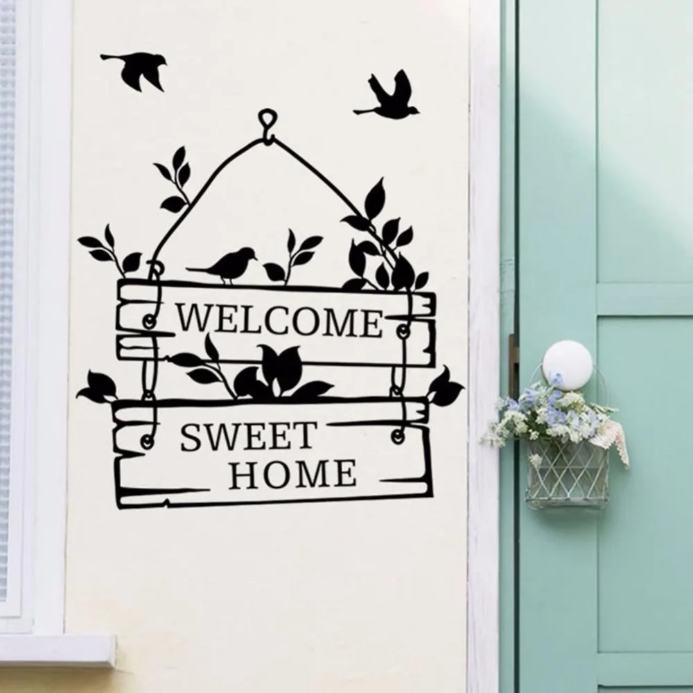 

Welcome Home Sweet Home Door Sticker Beauty Decoration For Home Home Quote Wallpaper Poster Mural Fashion Ornamnet Decals W89