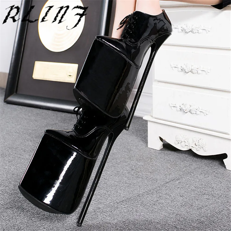 RLINF/Высокий каблук 30 см с острым носком Лакированная кожа Верх из лакированной