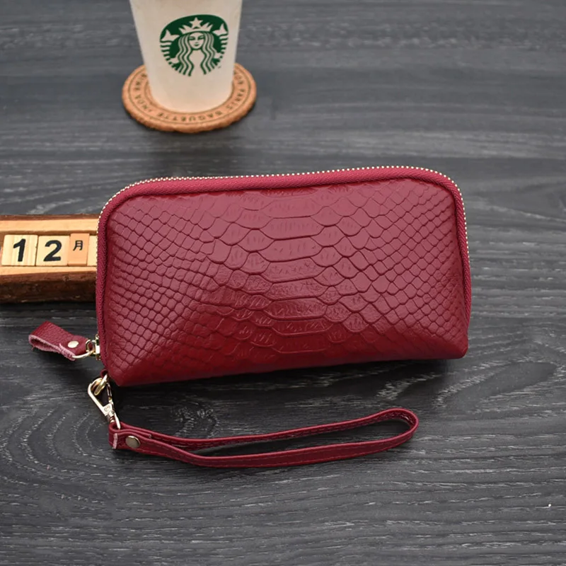 Wine Red Make up Bag Натуральная кожа женская косметичка Змеиный женский клатч косметичка первый слой воловья кожа косметичка Хранение Кошелек - Цвет: Wine Red Make up Bag