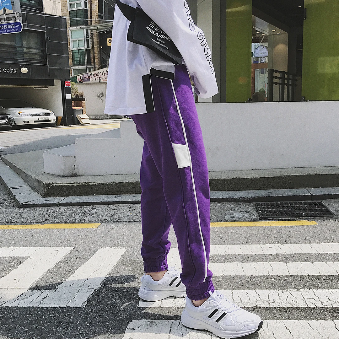 Aelfric Eden Vintage Solid Color Side Patchwork Sweatpants 2018 Men Hip Hop Casual Pants Elastic Waist Joggers Streetwear MC12 |
