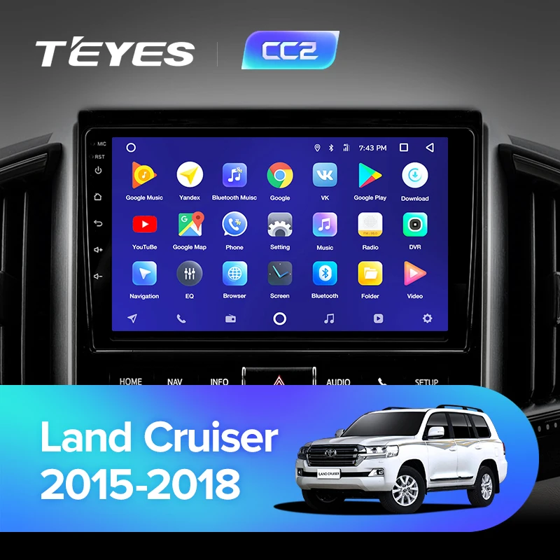 TEYES CC2 Штатная магнитола для Тойота Ленд Крузер 11 200 Toyota Land Cruiser 11 200 Android 8.1, до 8-ЯДЕР, до 4+ 64ГБ 32EQ+ DSP 2DIN автомагнитола 2 DIN DVD GPS мультимедиа автомобиля головное устройство