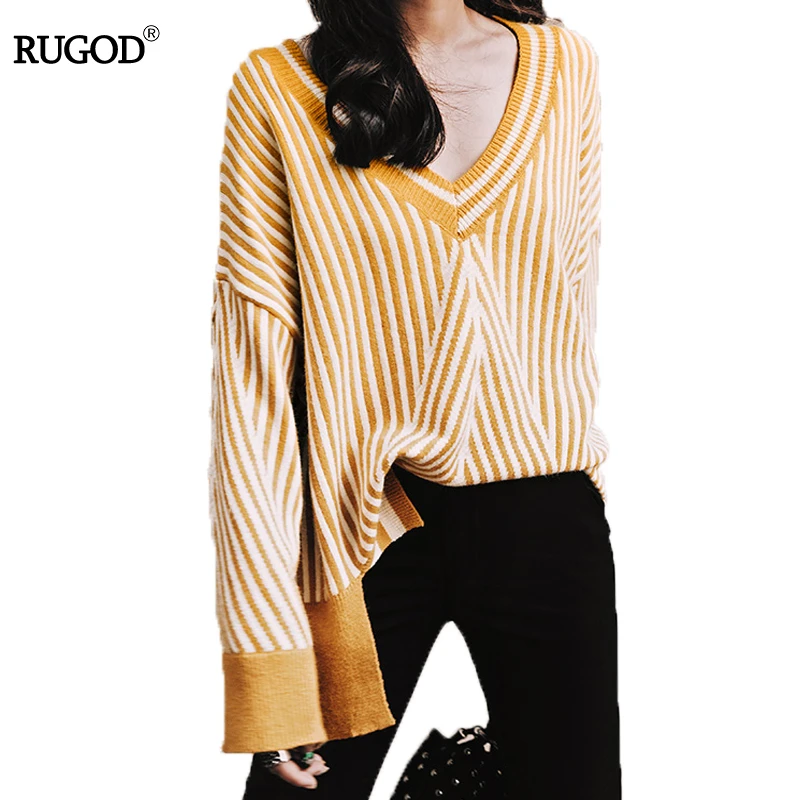 Rugod2017 Новый осень-зима Для женщин Свитеры для и Пуловеры трикотажные тянуть Femme