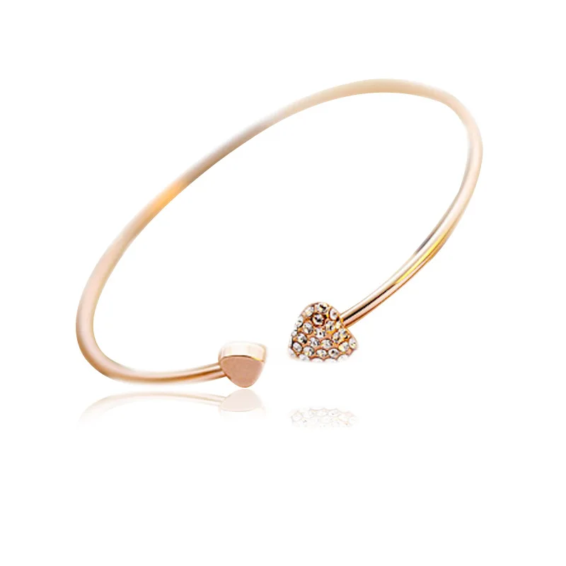 Новое сердце Кристалл Любовь Открытие позолоченный браслет с кристаллами