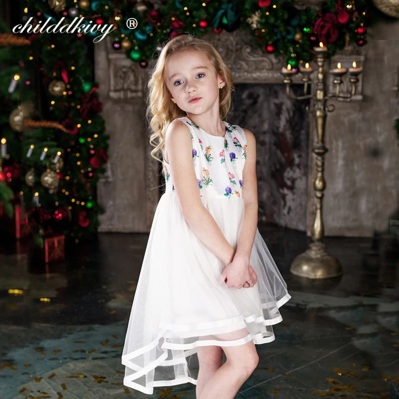 ChildDkivy 3-12Y Baby Girls Dress Summer 2018 Lace Princess for Clothes Kids Dresses 10 ears | Детская одежда и обувь