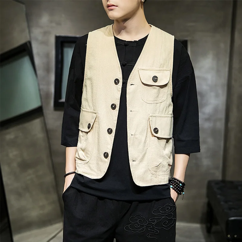 Новый мужской повседневный летний хлопковый жилет без рукавов большого размера