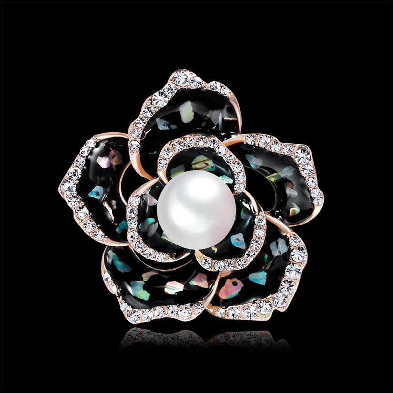 Жемчужные стразы эмалевые броши в виде ракушек и цветов для женщин булавки