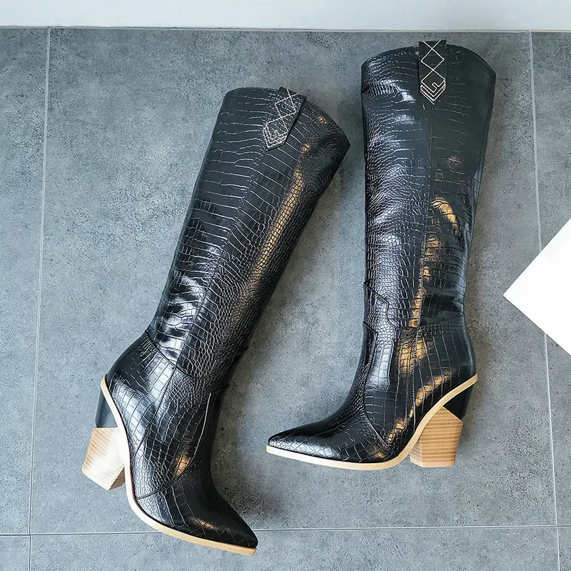 2019 новые женские сапоги до колена сексуальные из микрофибры и кожи с острым