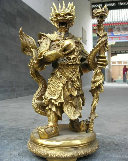 Китайская Храмовая миф S0266 изысканная медная статуя из чистой латуни морской