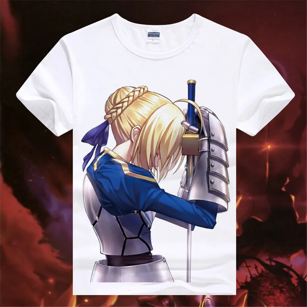 Косплей японское аниме Fate Grand order FGO футболки с принтом в синюю полоску топы