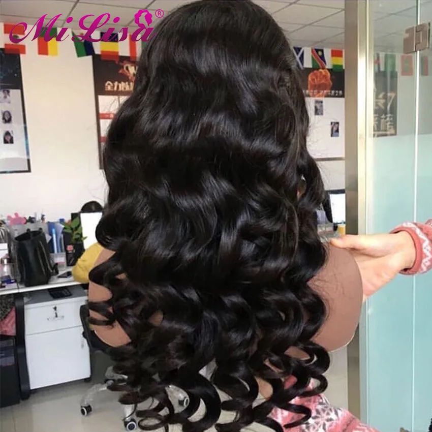 Ми Lisa Синтетические волосы на кружеве человеческих волос парики свободные