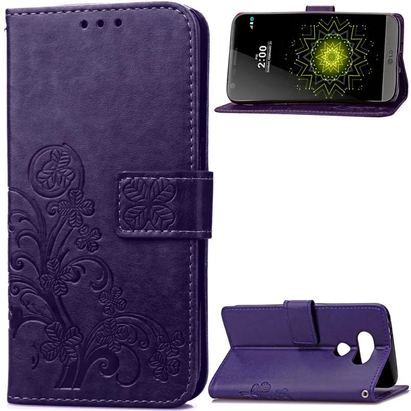 For LG G5 G4 G3 K7 Flip Folio Stand Leather Strap Phone Case Four Leaf Clover Wallet Cover Pouch for LG Nexus 5/G4 Stylus/Leon