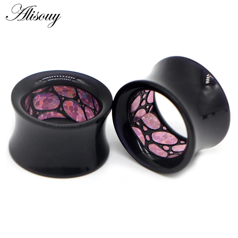 EM0823C Pink Alisouy 2 шт. черные Полые Акриловые беруши тоннель носилки расширитель измерительные приборы телесный двойной расклешенные Туннели пирсинг ювелирные изделия - Окраска металла: EM0823C Pink